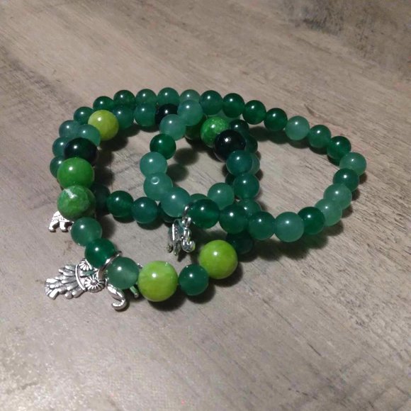 3 Jade and Aventurine Bracelets - Picture 1 of 4